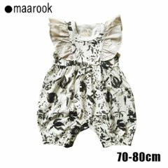 maarook「モノトーンフラワープリント ロンパース」(70-80cm)  の画像