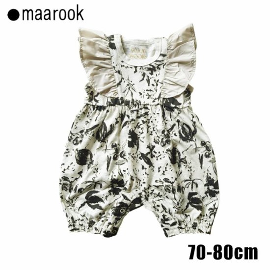 maarook「モノトーンフラワープリント ロンパース」(70-80cm)  画像