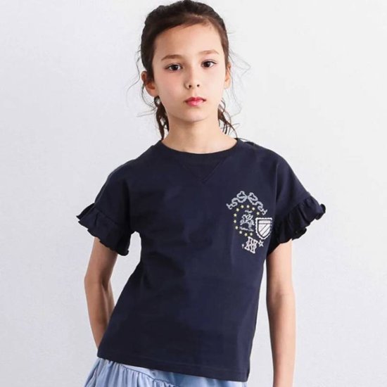 nexchic (ネクシック) 「セーラーカラー風レース切り替えTシャツ」(130-150cm)　メール便送料198円対応画像