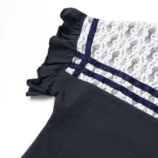 nexchic (ネクシック) 「セーラーカラー風レース切り替えTシャツ」(130-150cm)　メール便送料198円対応画像