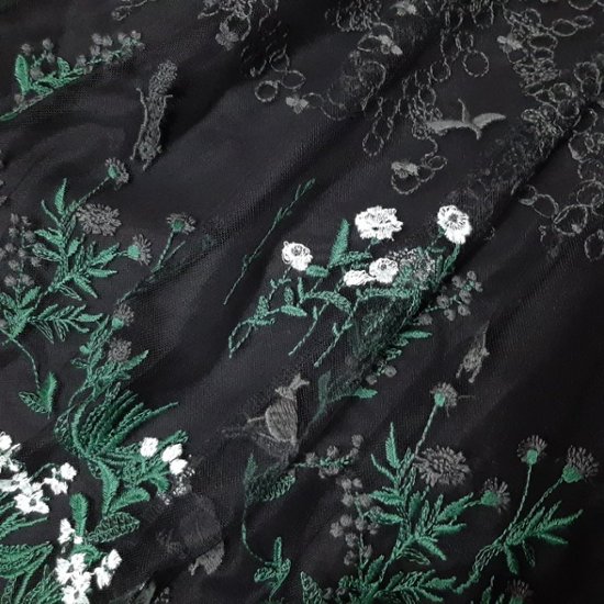 SUPER HAKKA「花舞う森辺刺繍チュールレース×コットンタイプライターギャザースカート」 F画像