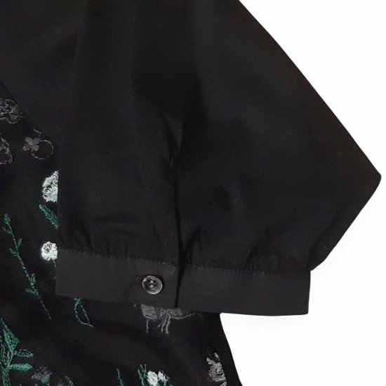 SUPER HAKKA「花舞う森辺刺繍チュールレース×天竺×コットンタイプライターブラウス」 F画像