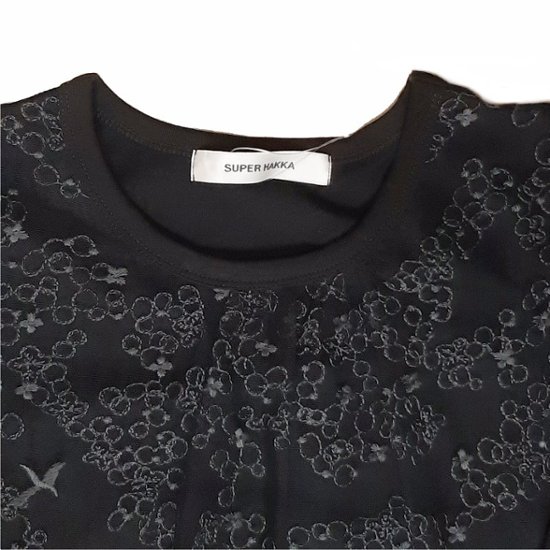 SUPER HAKKA「花舞う森辺刺繍チュールレース×天竺×コットンタイプライターブラウス」 F画像