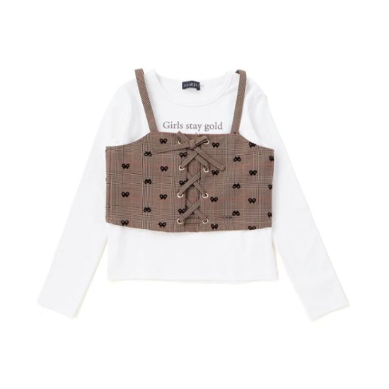 nexchic (ネクシック) 「チェック柄ビスチェ＋Tシャツセット」(130-150cm) 画像