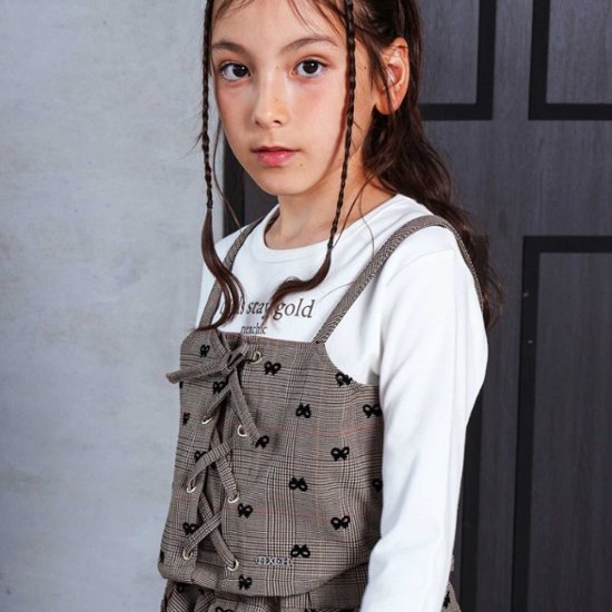 nexchic (ネクシック) 「チェック柄ビスチェ＋Tシャツセット」(130-150cm) 画像