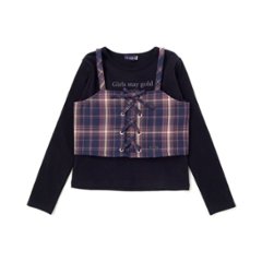 nexchic (ネクシック) 「チェック柄ビスチェ＋Tシャツセット」(130-150cm) 画像