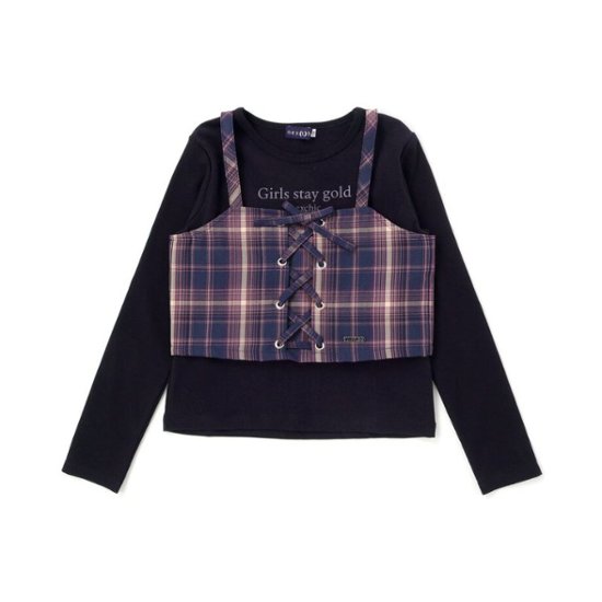 nexchic (ネクシック) 「チェック柄ビスチェ＋Tシャツセット」(130-150cm) 画像