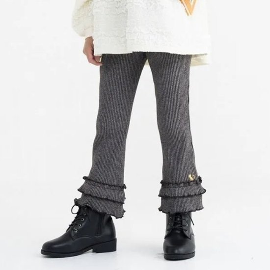 nino「裾フリルリブカットソーロングパンツ」(90-140cm) 【メール便送料無料】画像