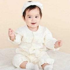 SLAP SLIP baby (スラップスリップ) 「 ハートモチーフふくれジャガードバーオール」Free(50-70cm)  メール便対応可画像