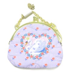 fafa「SELVI キルティングがま口コインケース」（F）ラベンダーSWAN柄　メール便送料198円対応可画像