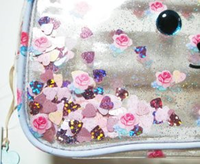fafa「AMELIA ROSE クリアPVCスパンコール入りくまちゃんフェイスペンケース」（F）ROSE柄画像
