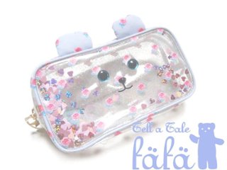 fafa「AMELIA ROSE クリアPVCスパンコール入りくまちゃんフェイスペンケース」（F）ROSE柄画像