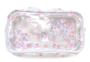fafa「AMELIA ROSE クリアPVCスパンコール入りくまちゃんフェイスペンケース」（F）ROSE柄画像