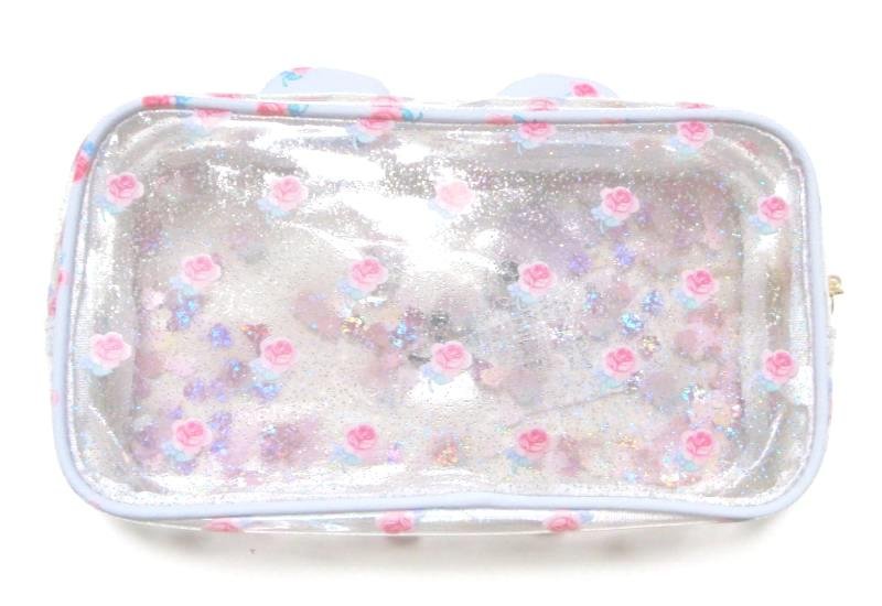 fafa「AMELIA ROSE クリアPVCスパンコール入りくまちゃんフェイスペンケース」（F）ROSE柄画像