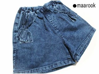 maarook「接触冷感デニムリボンキュロット」(100-130cm)　【メール便送料198円対応】の画像