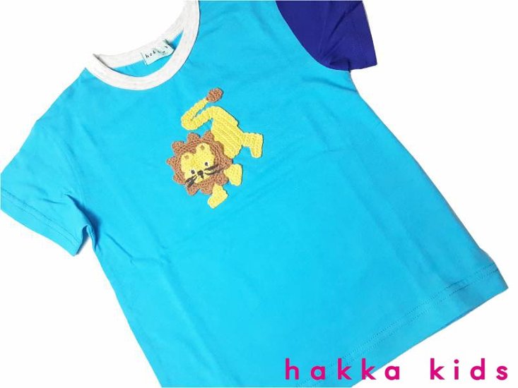 hakka kids「ライオンモチーフ付きTシャツ」(100-110cm） 【メール便送料無料】画像