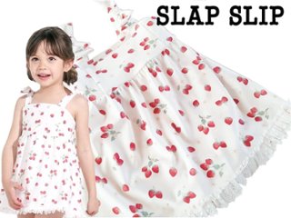 SLAP SLIP「肩リボン イチゴ総柄 ワンピース型 スイムウェア」 (90-130cm)画像