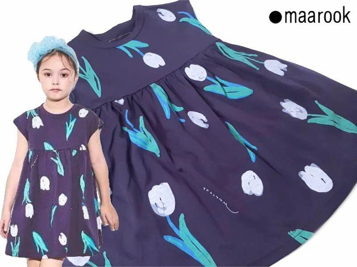 maarook「チューリッププリント天竺ワンピース(90-150cm)  【メール便送料無料】画像
