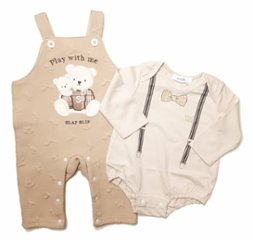 SLAP SLIP 「リボンタイPtボディミニ+キルトサロペット2点セット」(70-80cm) 【メール便対応可】画像