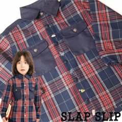 SLAP SLIP(スラップスリップ) 「胸ポケット付きチェック柄シャツ」(80-130cm)  メール便対応の画像