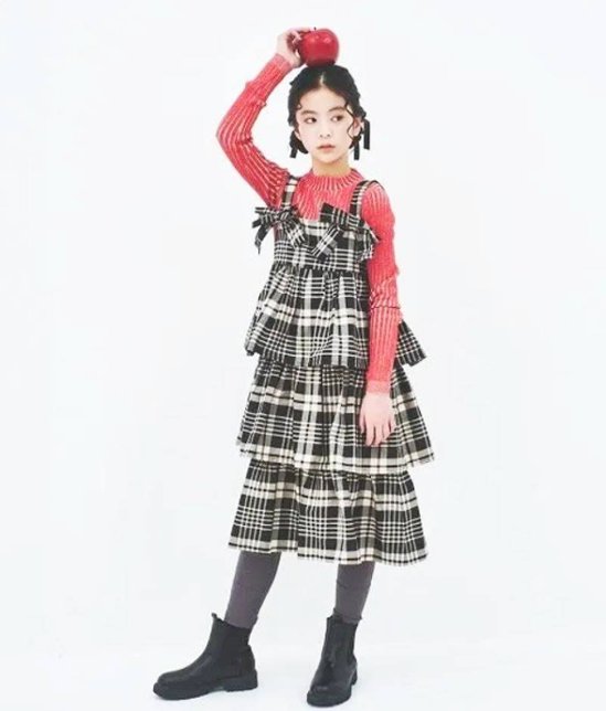 maarook 「タータンチェック ティアードジャンパースカート」 (90-160cm)  画像