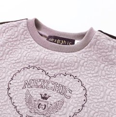 nexchic (ネクシック) 「ハート刺しゅう袖リボンキルトトレーナー」(110-150cm) 画像