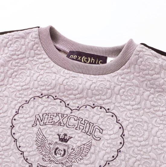 nexchic (ネクシック) 「ハート刺しゅう袖リボンキルトトレーナー」(110-150cm) 画像