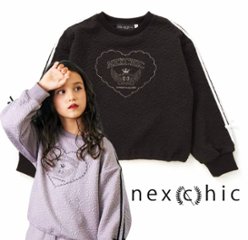 nexchic (ネクシック) 「ハート刺しゅう袖リボンキルトトレーナー」(110-150cm) の画像