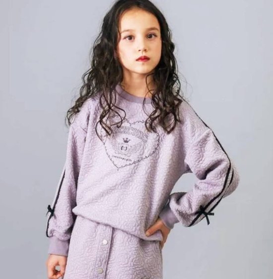 nexchic (ネクシック) 「ハート刺しゅう袖リボンキルトトレーナー」(110-150cm) 画像