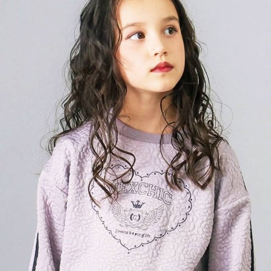 nexchic (ネクシック) 「ハート刺しゅう袖リボンキルトトレーナー」(110-150cm) 画像