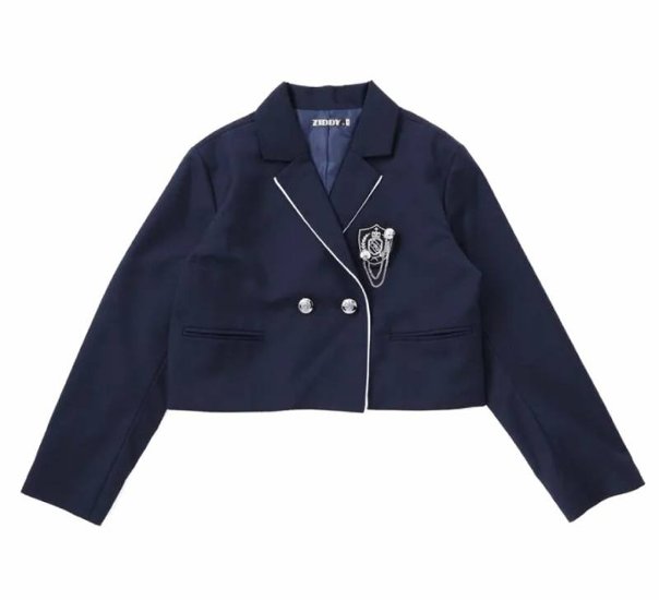 ZIDDY「ホワイトパイピングショート丈テーラードジャケット」(150-160cm)画像