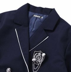 ZIDDY「ホワイトパイピングショート丈テーラードジャケット」(150-160cm)画像