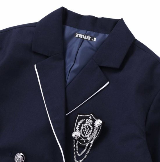 ZIDDY「ホワイトパイピングショート丈テーラードジャケット」(150-160cm)画像