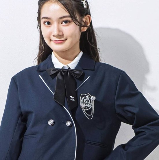 ZIDDY「ホワイトパイピングショート丈テーラードジャケット」(150-160cm)画像