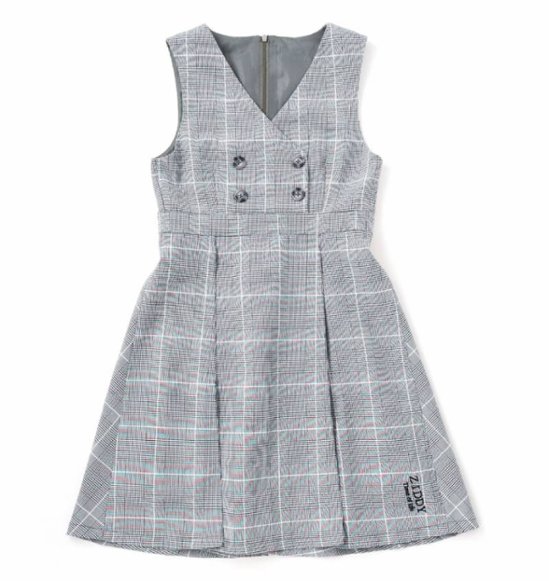 ZIDDY「シフォンプリーツ入りチェック柄ジャンパースカート」 (150-160cm) 画像