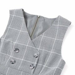 ZIDDY「シフォンプリーツ入りチェック柄ジャンパースカート」 (150-160cm) 画像