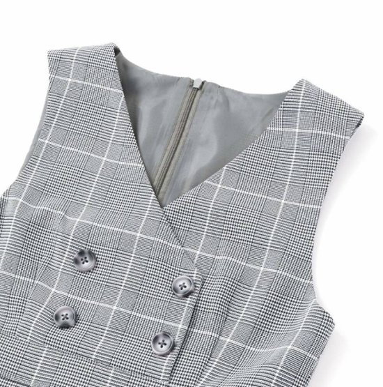 ZIDDY「シフォンプリーツ入りチェック柄ジャンパースカート」 (150-160cm) 画像