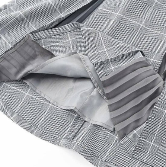 ZIDDY「シフォンプリーツ入りチェック柄ジャンパースカート」 (150-160cm) 画像