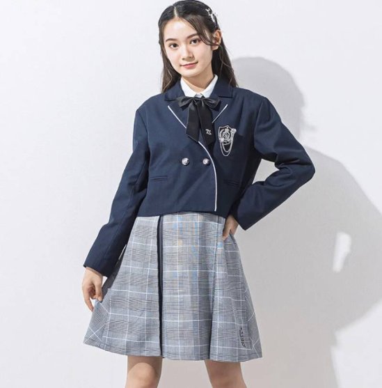 ZIDDY「シフォンプリーツ入りチェック柄ジャンパースカート」 (150-160cm) 画像