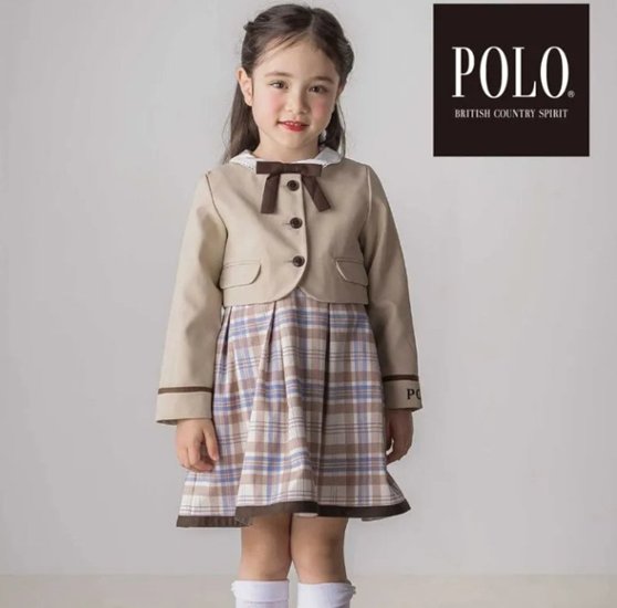 SLAP SLIP(スラップスリップ) 「【POLO BCSコラボ】袖切り替えジャケット+襟リボン付きチェックワンピース(110~130cm)」画像