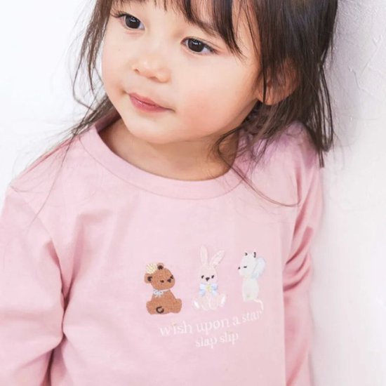 SLAP SLIP【スララク/防汚加工/オーガニックコットン】ときめきデザイン女の子長袖Tシャツ(80~130cm)【メール便送料198円対応】画像