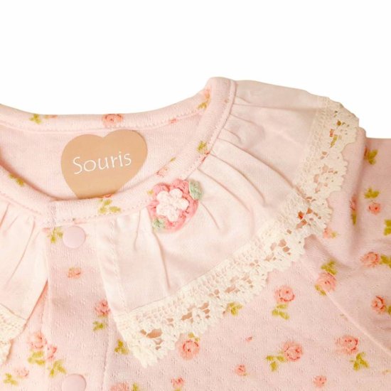 Souris(スーリー)「スタイ付きフラワーPt２WAYベビードレス」(F) 【メール便送料無料】画像