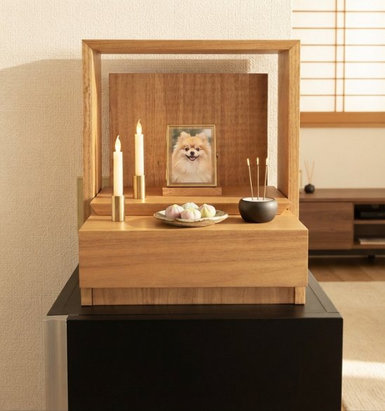 ミニマル仏壇 　天然オイル仕上げの 「NUKUMORI（ぬくもり）ライフ仏壇 「SORAE（ソラエ）」小さなお仏壇　ペットのお仏壇　コンパクトな桐の仏壇、オイル仕上げ、どこにでも置ける画像