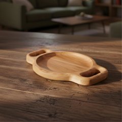 天然オーク材 ダブルハンドル・サービングボード 30×20cm［オイルフィニッシュ］の画像