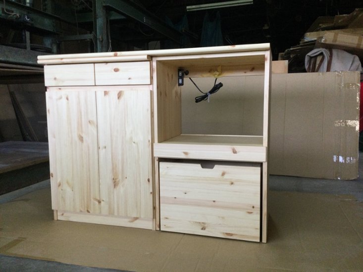 北欧パイン材 伸縮キッチンカウンター オイル仕上げ 天然木 無垢材　サトモク画像