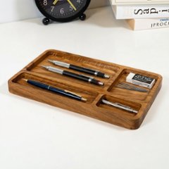 木製ペンシェルフ 、ペンオーガナイザ―、ペンオーガナイザー、無垢材オークジュエリートレイ、時計トレイ、バレットトレイ、画像
