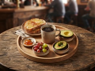 オーク材のモーニングトレイ｜トレイ 丸  朝食 木製 皿 日本製 トースト デザートトレイ22cm 洋食器 木の皿 母の日 誕生日 ギフト プレゼント画像
