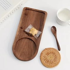 半月 かまぼこ型 半月盆 トレー 丸 お盆 カフェ 実用的 高級 無垢 ウォールナット木製 おしゃれ プレート D型 トレイ ランチョンマット画像