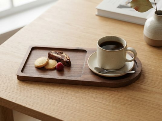 半月 かまぼこ型 半月盆 トレー 丸 お盆 カフェ 実用的 高級 無垢 ウォールナット木製 おしゃれ プレート D型 トレイ ランチョンマットの画像