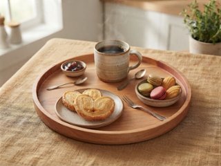 手作りのチェリー材を使用したキャッチオールボウル丸くて使いやすい トレイ　お皿にも　ブラックチェリー　天然木　お皿　オイル仕上げ　自然素材　おもてなしおしゃれなトレイの画像